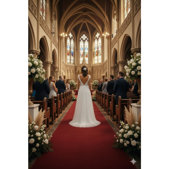 HONGFUYU White V-Neck Wedding Dress Size S - Picture 3 of 15